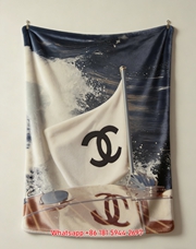 Luxury Chanel Yacht CC Logo Flannel Throw Blanket  Mediterranean Coastal Aerial View Print IMG_7190